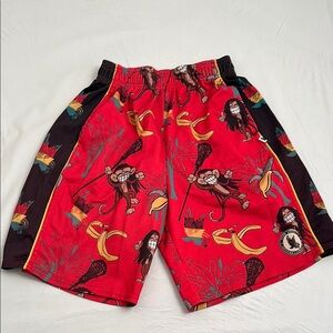 Flow Society multicolor monkey banana theme graphic side pocket lacrosse shorts